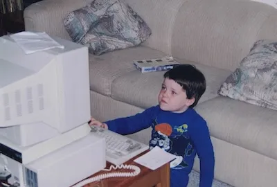 Mike Tarpey in the mid-90s using a PC for the first time.